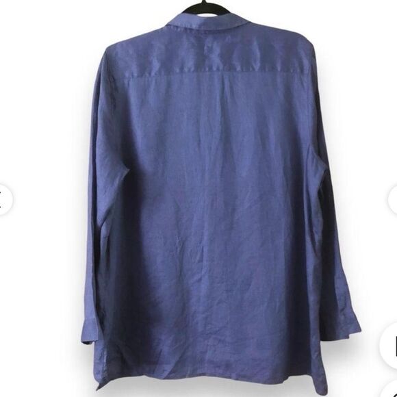 J.Jill S Love Linen Blue Long Sleeve Button Down Collared Essential Shirt - Picture 2 of 14